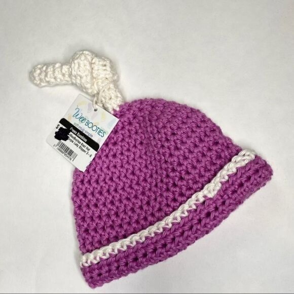 Wee Booties Purple Crochet Hat & Booties NWT 3-6M - Picture 2 of 9